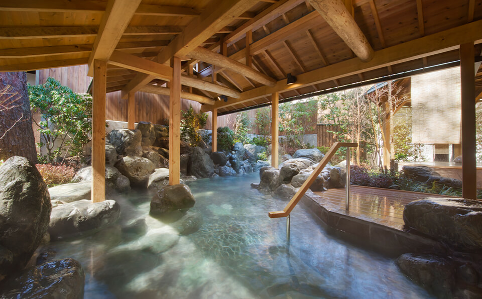 A photo of our stunning outdoor onsen.